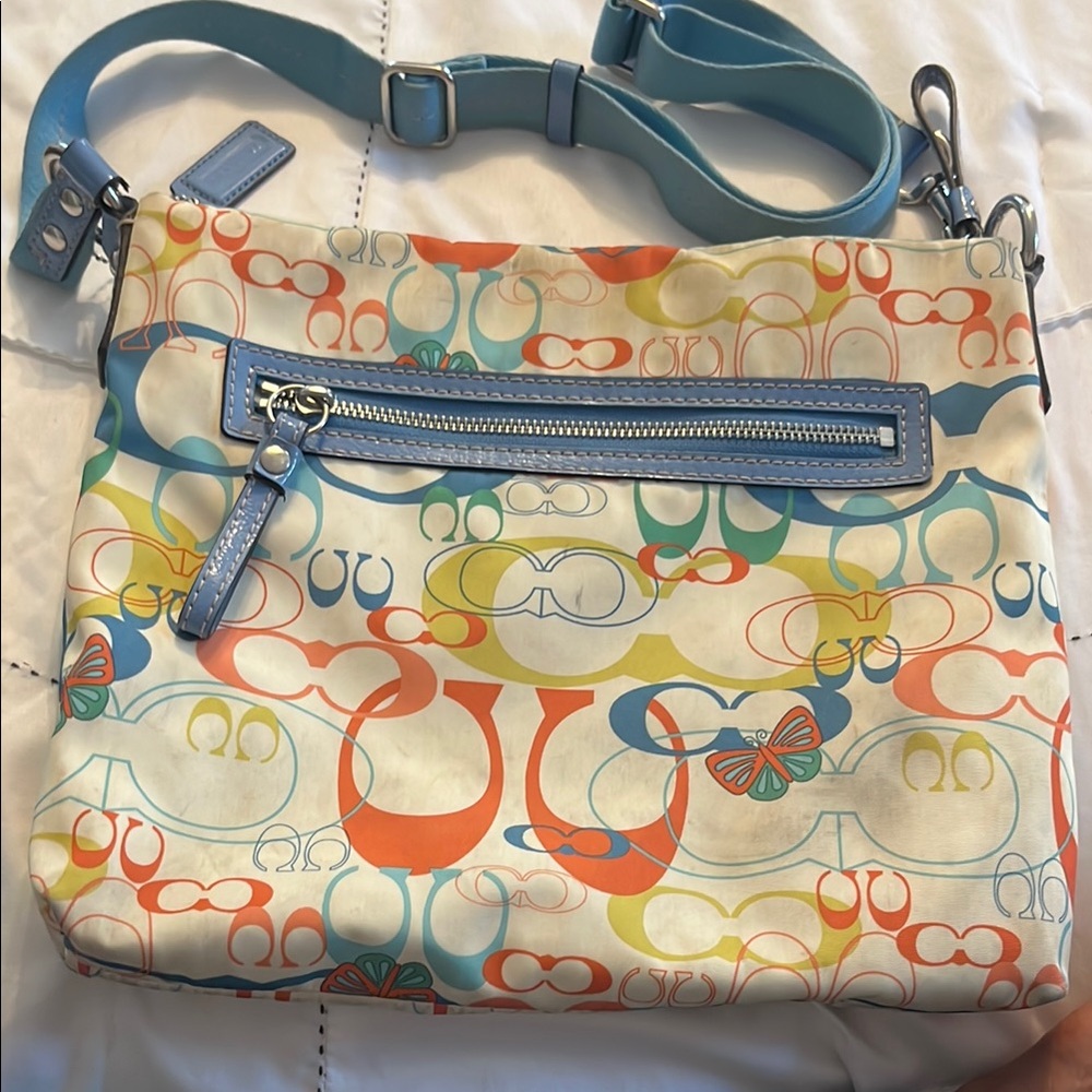 Coach Blue Crossbody Bag with Signature Design